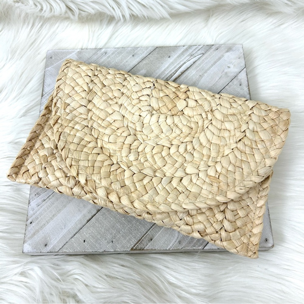 Woven Braided Straw Clutch Bag
